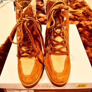 Jessica Simpson suede and shearling boots